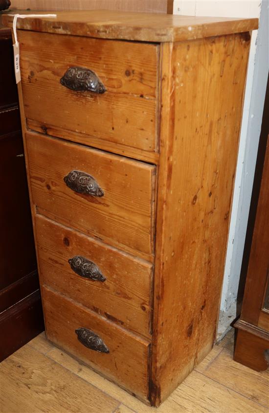 A small Victorian four drawer pine chest Height 80cm